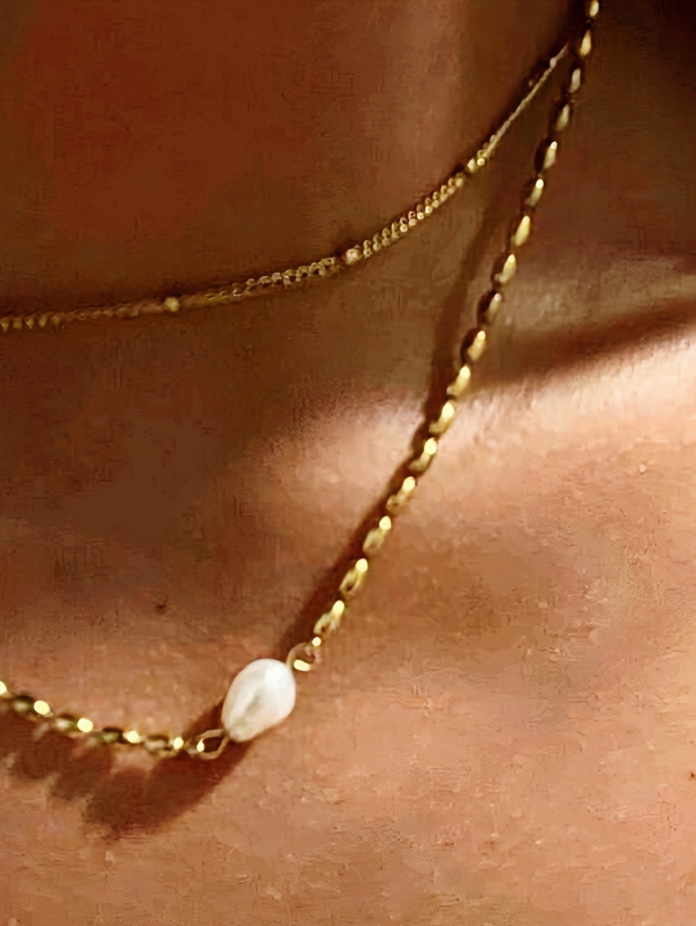 18k gp bean necklace with real freshwater pearl; 15.75" w/a 1.97" extender; nwot - Picture 4 of 10